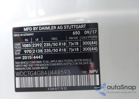 2018 Mercedes-Benz Gla 250 4Matic z USA, uszkodzony, nr VIN WDCTG4GB4JJ448593